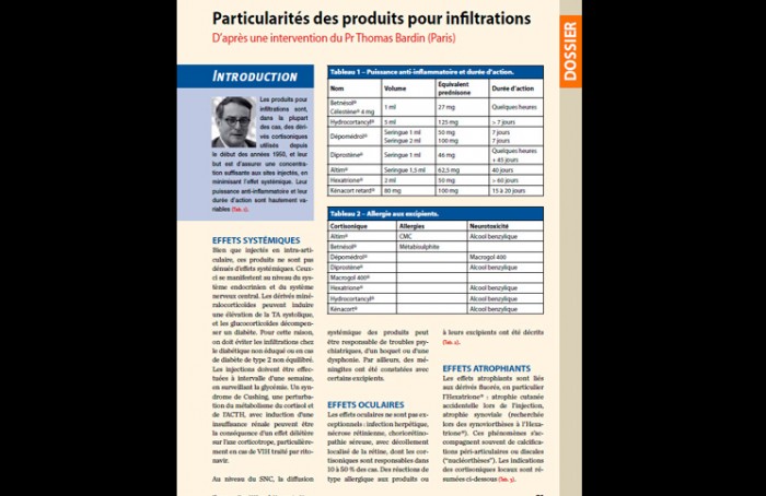 Particularités des produits pour infiltrations Particularités des produits pour infiltrations