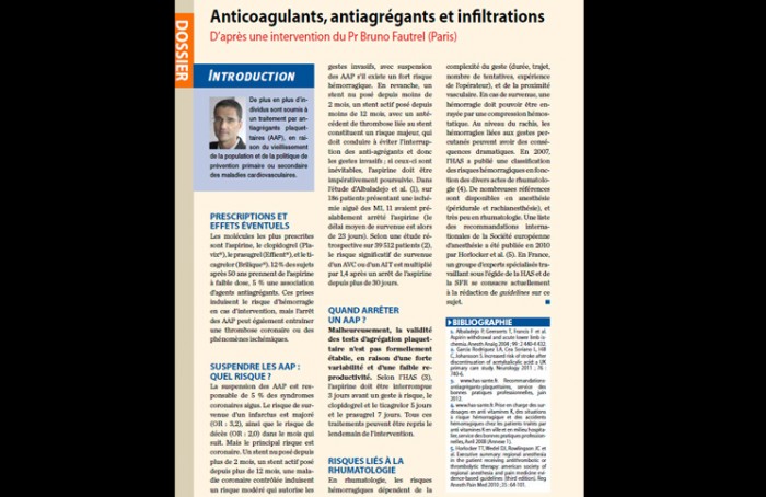 Anticoagulants, antiagrégants et infiltrations Anticoagulants, antiagrégants et infiltrations
