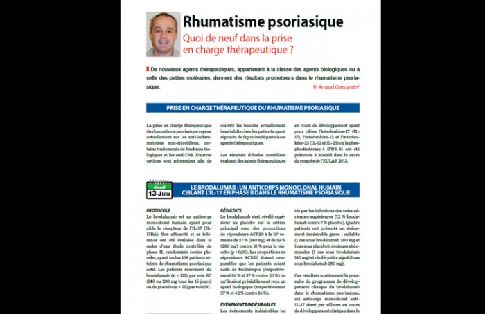Rhumatisme psoriasique - Quoi de neuf dans la prise en charge thérapeutique ? Rhumatisme psoriasique - Quoi de neuf dans la prise en charge thérapeutique ?